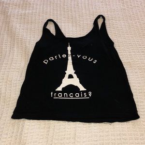 Black tank with white Eiffel Tower